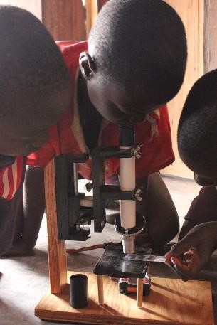 Solar-powered microscope in use